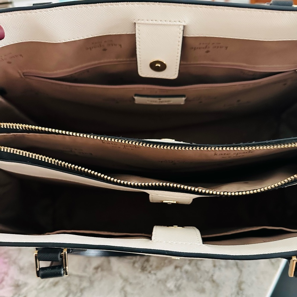 kate spade Two-Tone Cream and Blush Satchel with Black Handles - Picture 3 of 5
